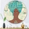 Designart - Portrait of Afro American Woman With Blue Hair I - Modern Metal Circle Wall Art